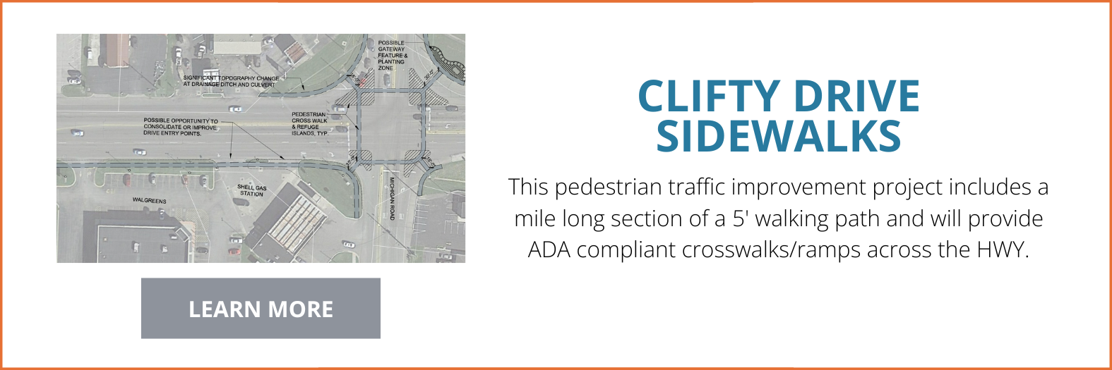 Clifty Drive Sidewalk Project Button